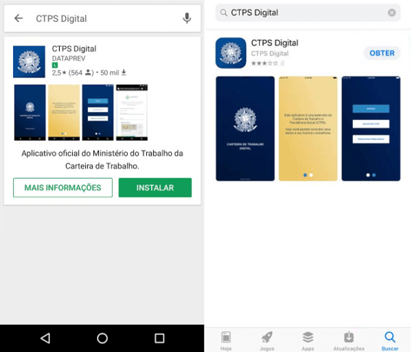 CTPS Digital para Android e iOS